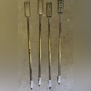 Restoration Hardware Gold Metal BBQ Skewers Set of 4